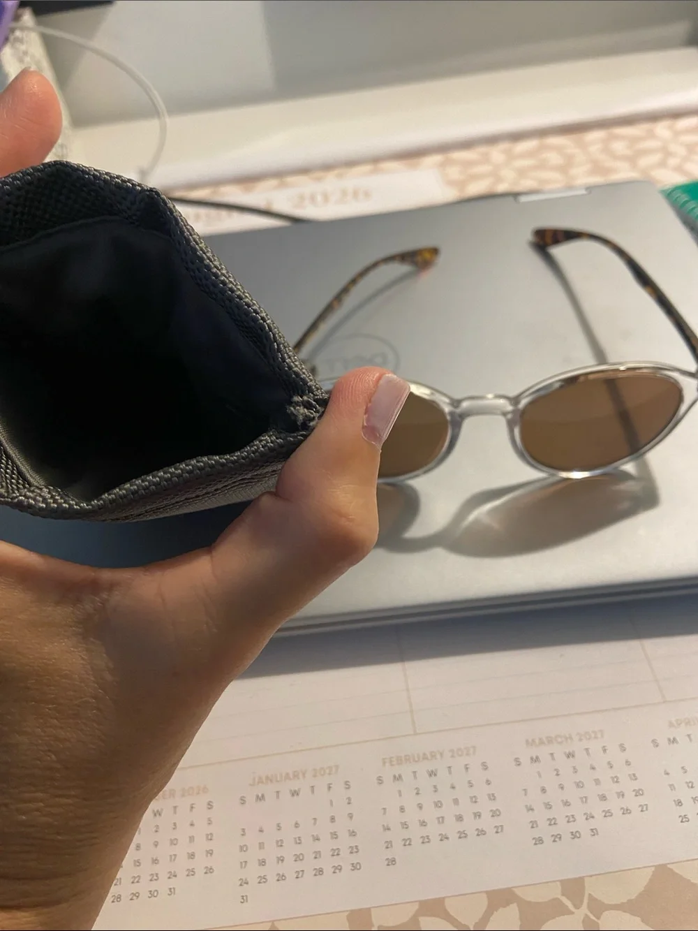 Eddie Bauer round sunglasses with soft case